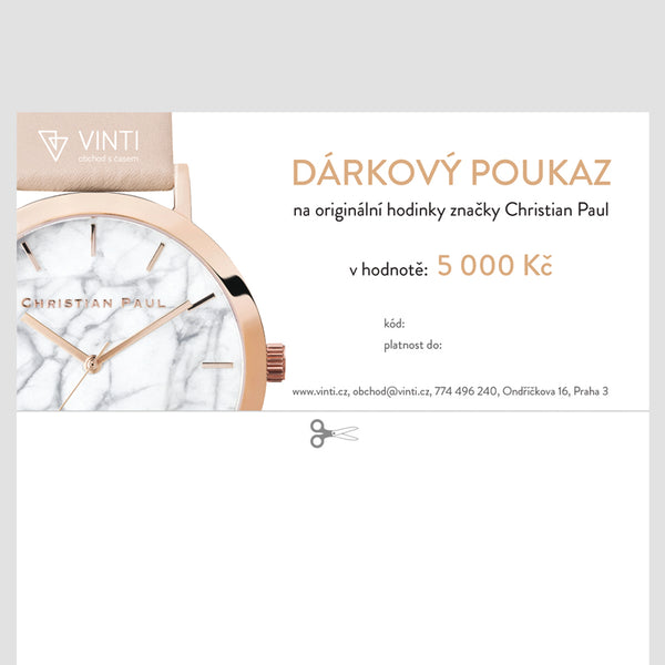Elektronický dárkový poukaz na hodinky Christian Paul